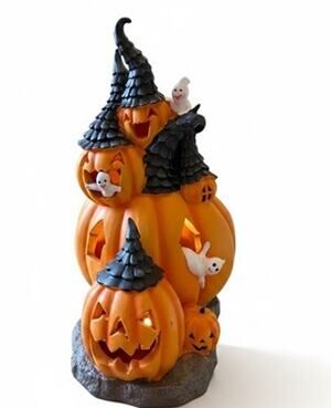 Halloween Jack-O-Lantern Light Up Pumpkin House Jack O Lantern Ghost Witch Hat